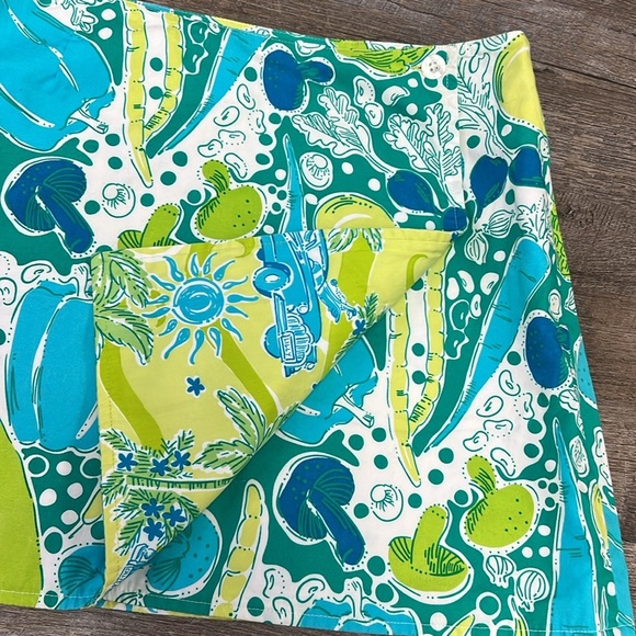 Lilly Pulitzer VTG White Label ‘Cruisin’/‘Vegetable’ Reversible Wrap Skirt - Picture 8 of 11